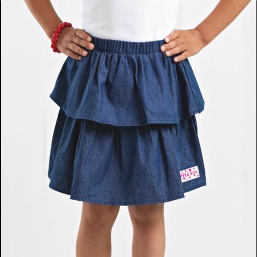 Dark denim ruffle